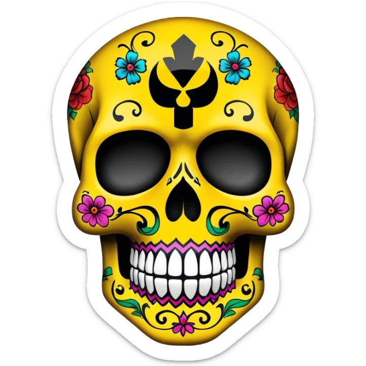 WuTang sugar skull with the wu-tang W logo incorporated into the skull design sticker