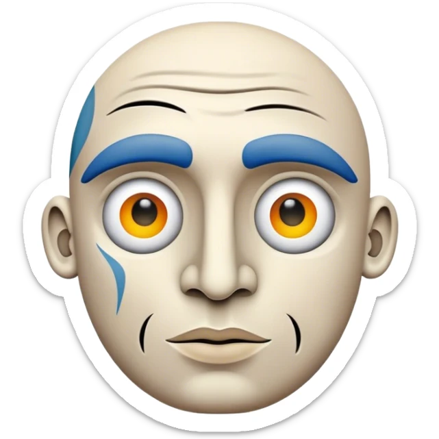 Cinematic Realistic Picasso Pop Culture Emoji, depicted with a creative, abstract representation inspired by the legendary artist rendered with bold textures and dynamic, artistic lighting. sticker