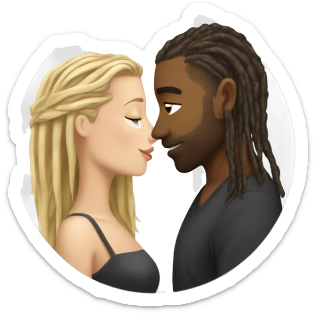white girl with blonde hair kissing a light skin man with blonde dreads  sticker