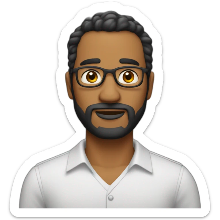 hombre de 45 años cabello muy corto negro y con canas barba con canas vestido formal sticker