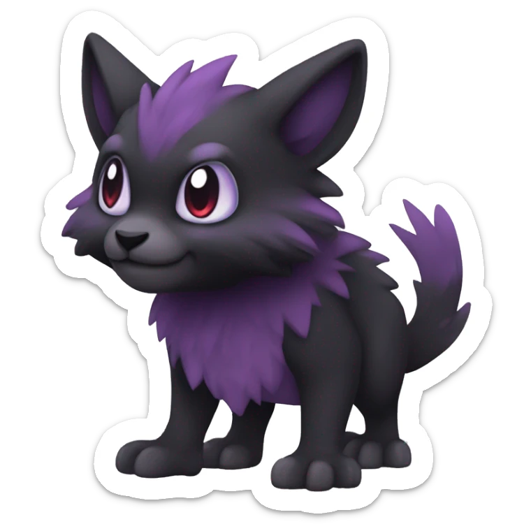 Cute cool dark black red purple animal hybrid Fakemon full body sticker