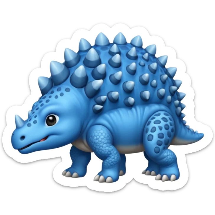 As un emoji de el dinosaurios ANQUILOSAURIO de perfil en color azul que sea bebe y tenga un efecto mas animado que sea mas animado y sin tantos picos  sticker