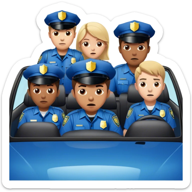 A police man in a patroll chasing a group of 4 teenagers in a car that are 1 of them drunk and the three others are worried sticker