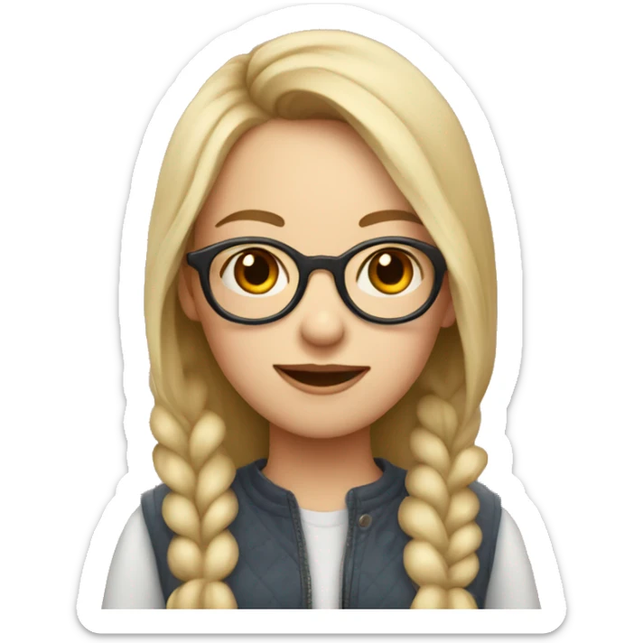 girl with fair skin wearing glasses with rosy glasses sticker