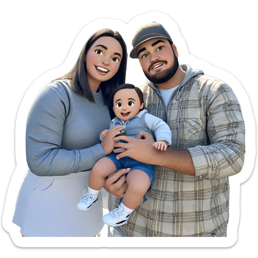 happy girl with family outdoors sticker