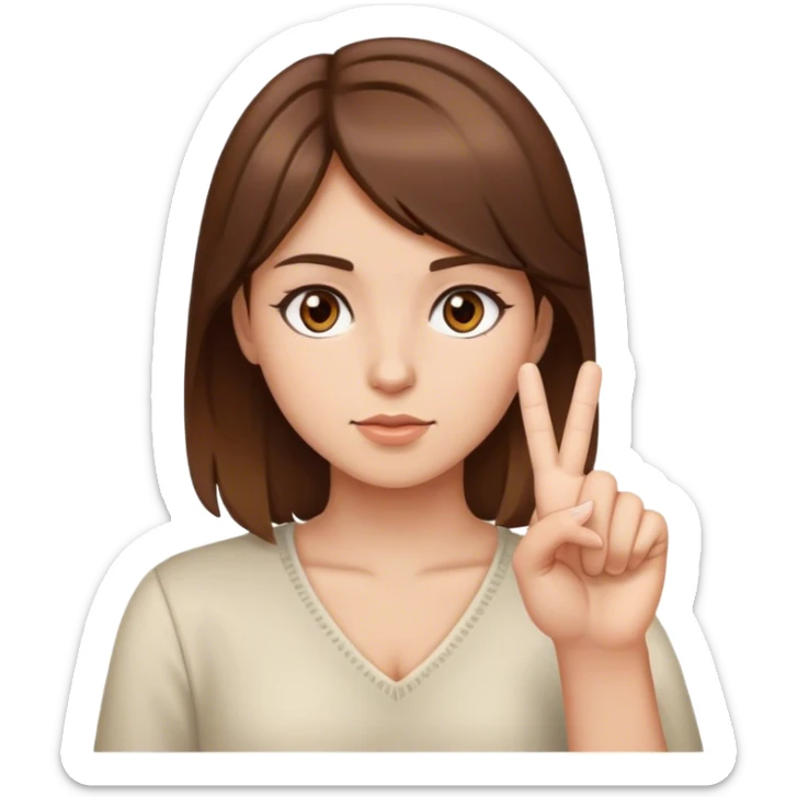 girl with brown hair and brown eyes with one middle finger up  sticker