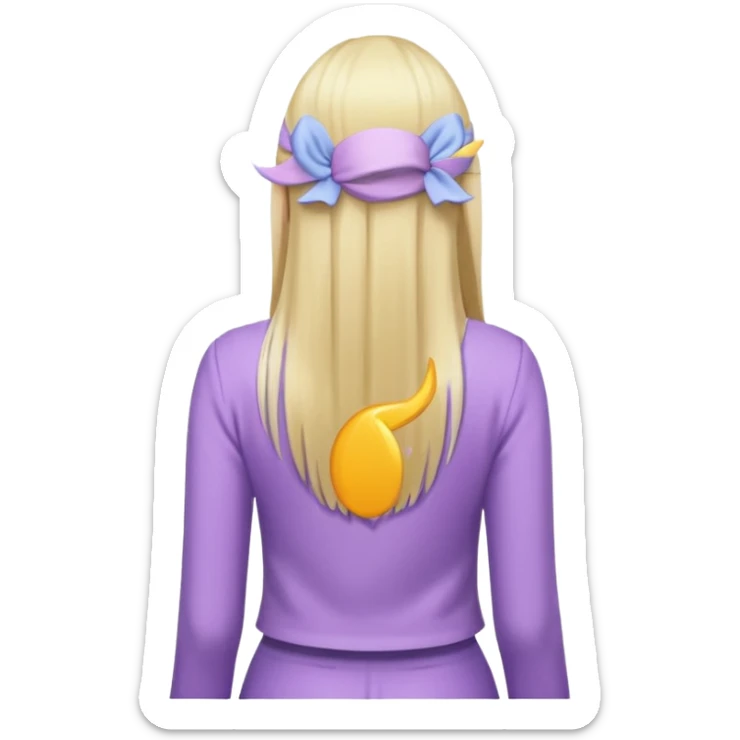 back view of a person, blonde with long straight hair, wearing pastel purple clothes sticker