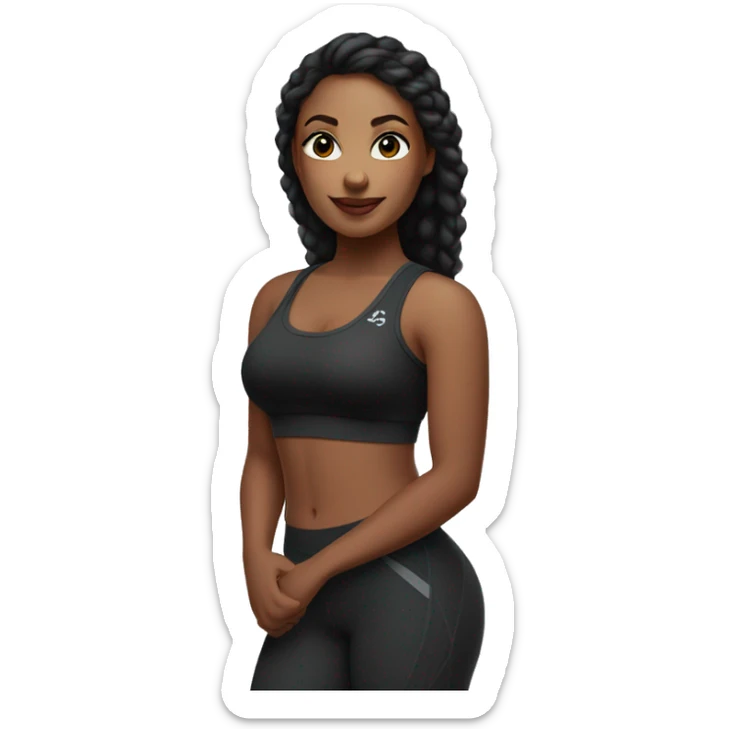 beautiful woman with a curvy body in sportswear a crop top and leggings sticker