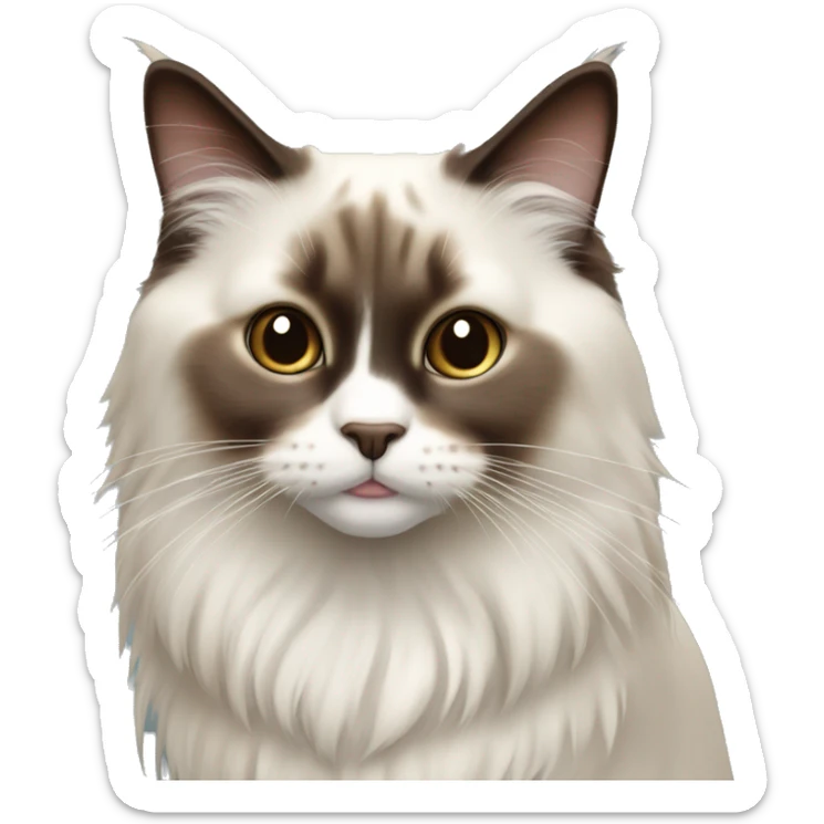 Ragdoll cat - dark brown face, white nose, tail is dark brown and the body is off white  sticker