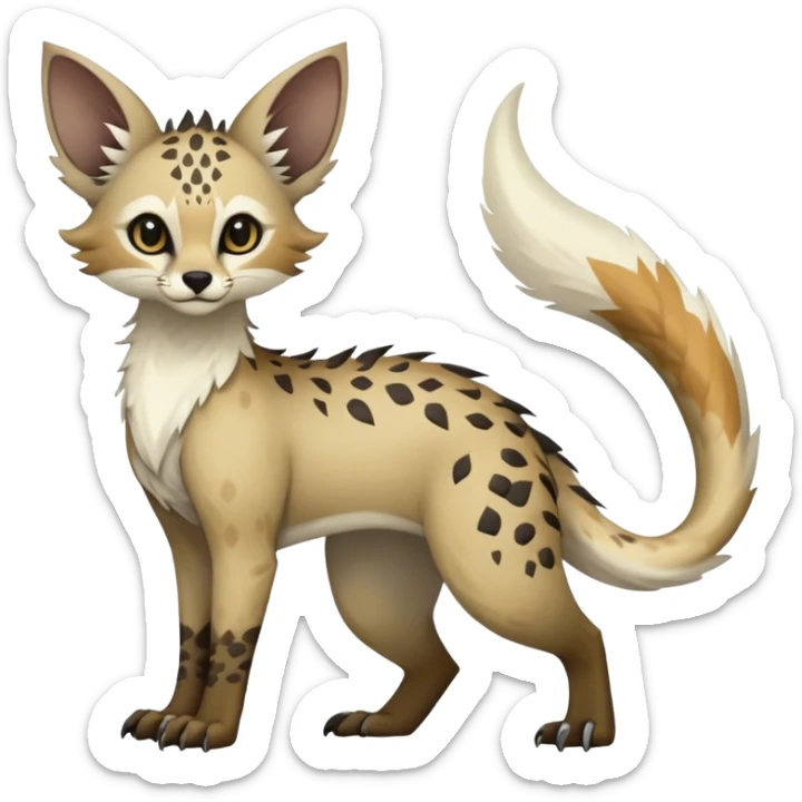 Feral Rare Fantasy Vernid-Trico-species by LiLaiRa, random markings, tufted tail, tufted ears, full body sticker