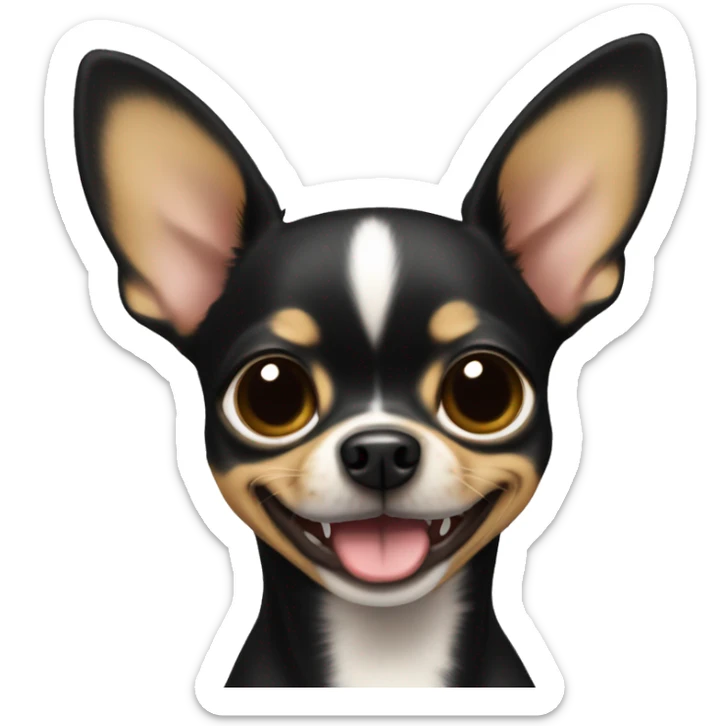 Black snd tan, with no other color of fur, Chihuahua smiling sticker