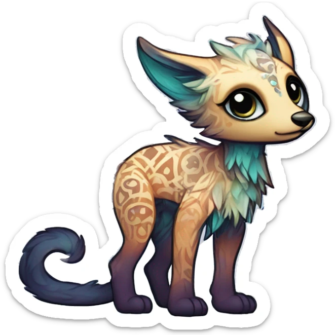cute Kawaii edgy ethereal shy epic fantasy animal fursona Fionbri creature by griffsnuff & LiLaiRa & Falvie with exotic colors with intricate patterns full body sticker