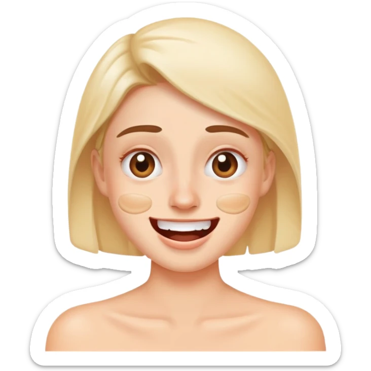 Funny face with uneven skin tone patches reacting to skincare products sticker