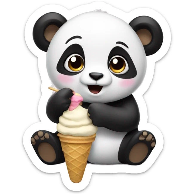 Panda eating ice cream sticker