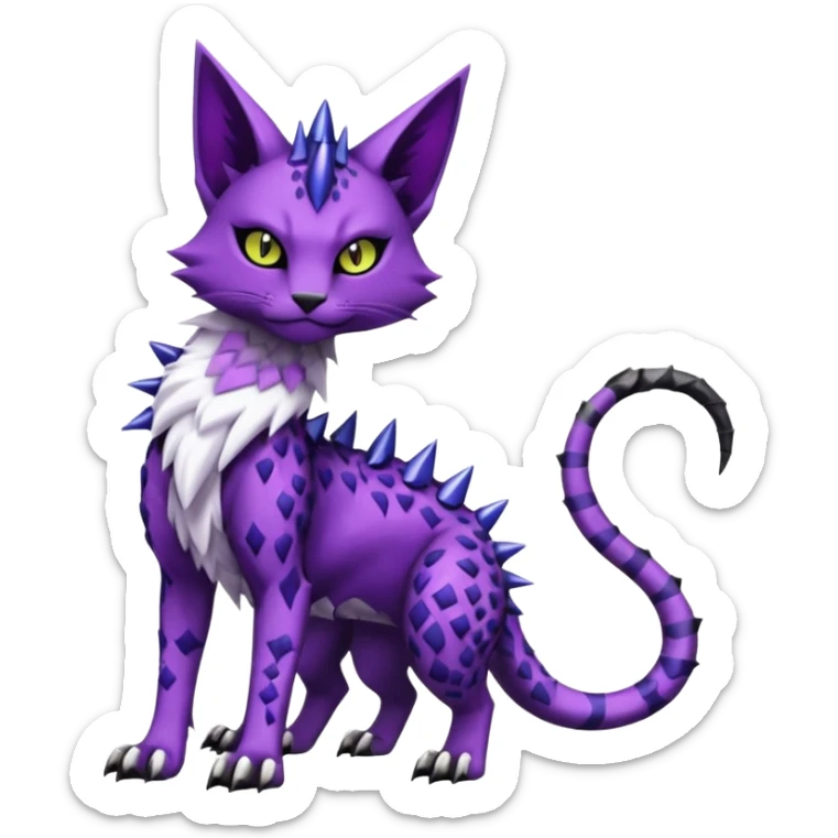  gothic edgy badass spiked scaley Bastet-Gatomon-Digimon-Fakémon-Pokémon-creature (full body) sticker