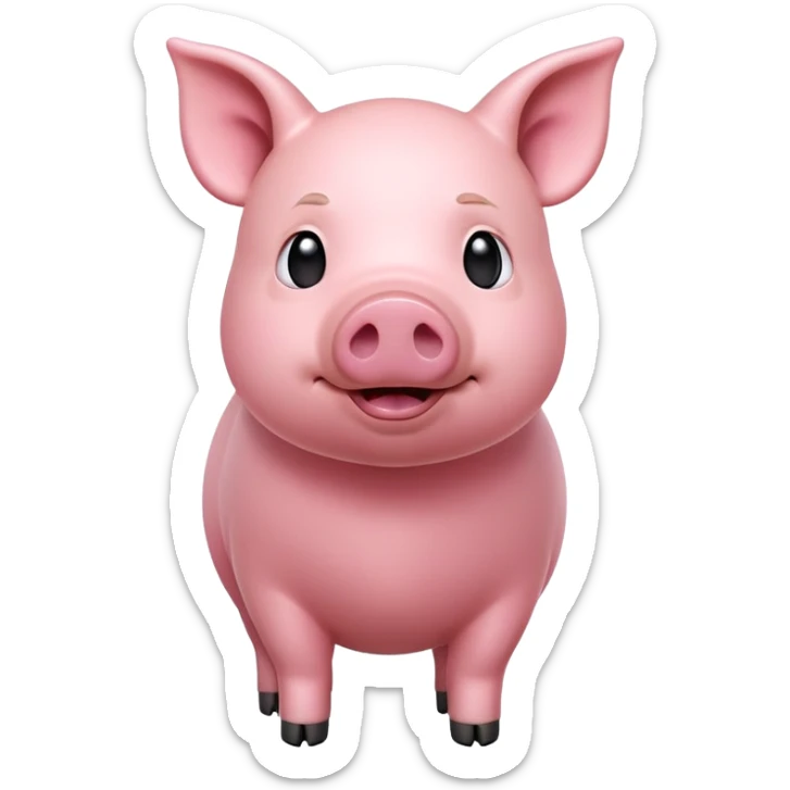 cinematic-[realistic pig]-realistic-full-body-standing-emoji,-tail-flicking-lazily,-head-tilted-dramatically,-sleek-[pink]-skin,-simplified-yet-realistic-focused-features,-highly-detailed,-glowing-with-an-almost-sarcastic-glow sticker