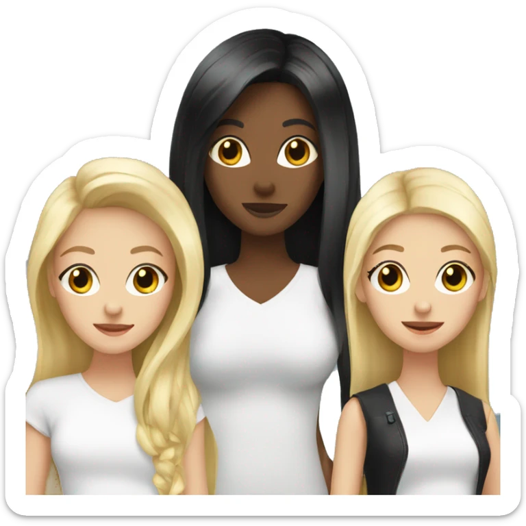 One blonde girl and 2 girls with black hair sticker