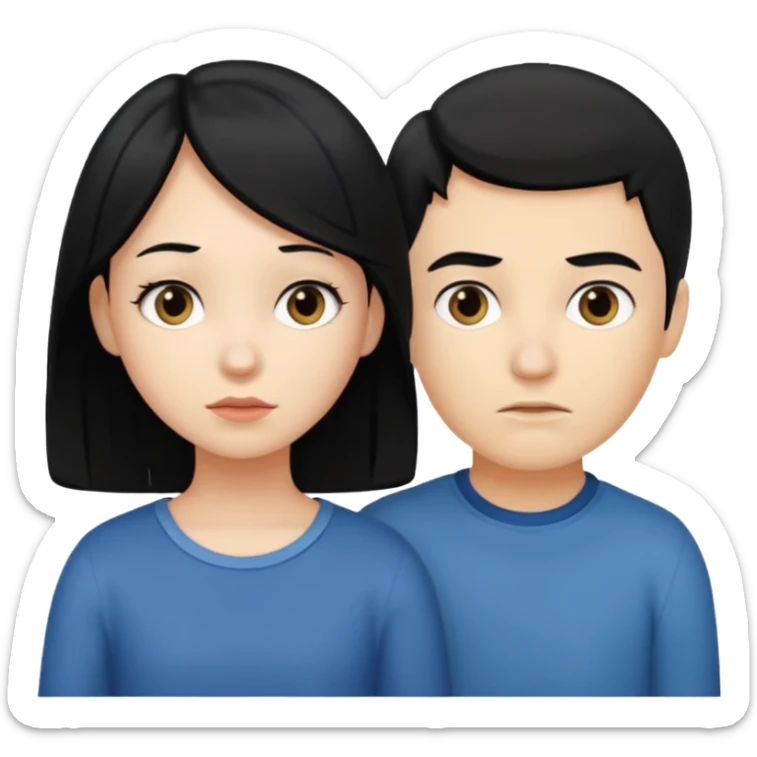 girl with black hair ignore boy with blond hair sticker