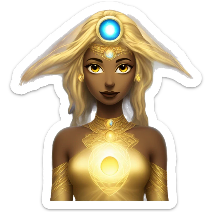 Pleiadian radiant diva woman female golden third eye sticker