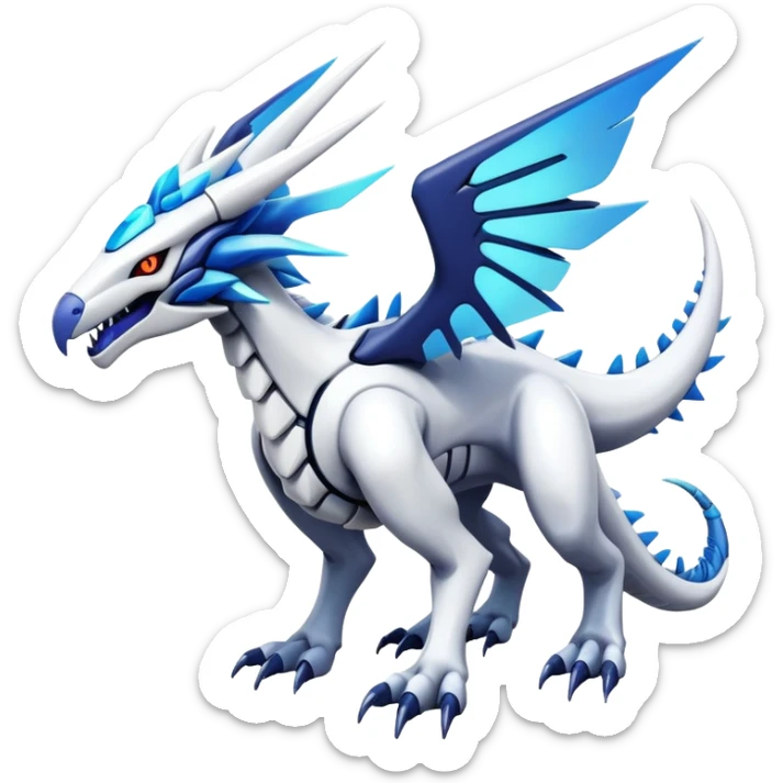  exotic colorful futuristic modern cyber-Reshiram-Dialga-Fakémon-Digimon-Trico-Vernid-creature sticker