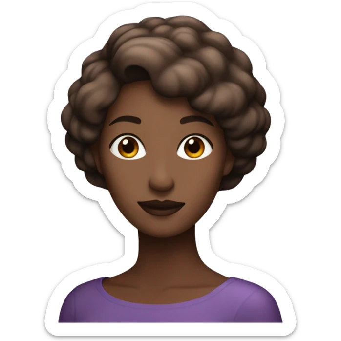 Beautiful woman with foggy purple gradient on her head turning to black and brown sticker
