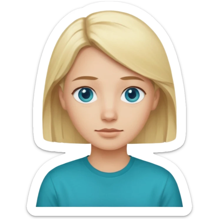 Change emoji of  blonde blue eyed  with Teal shirt (not the purple one) dont change other features sticker