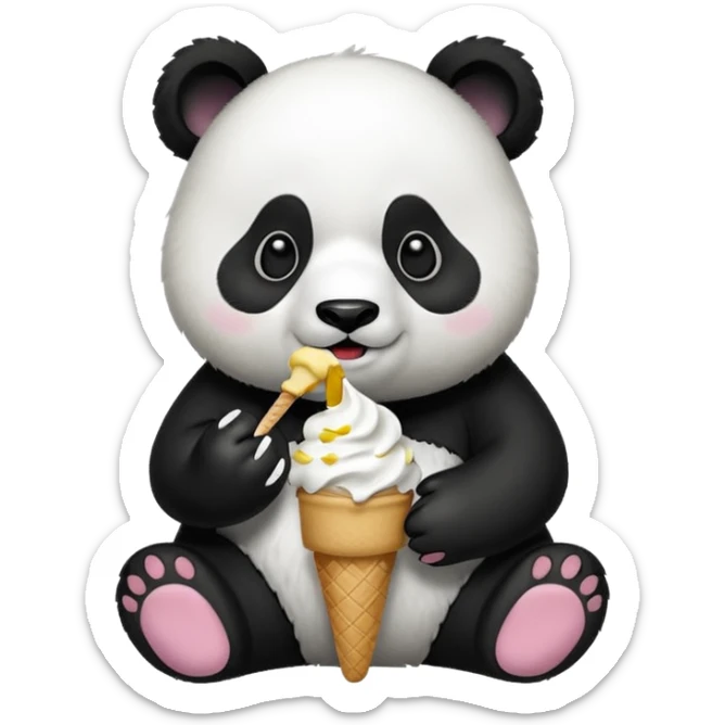 Panda eating ice cream sticker