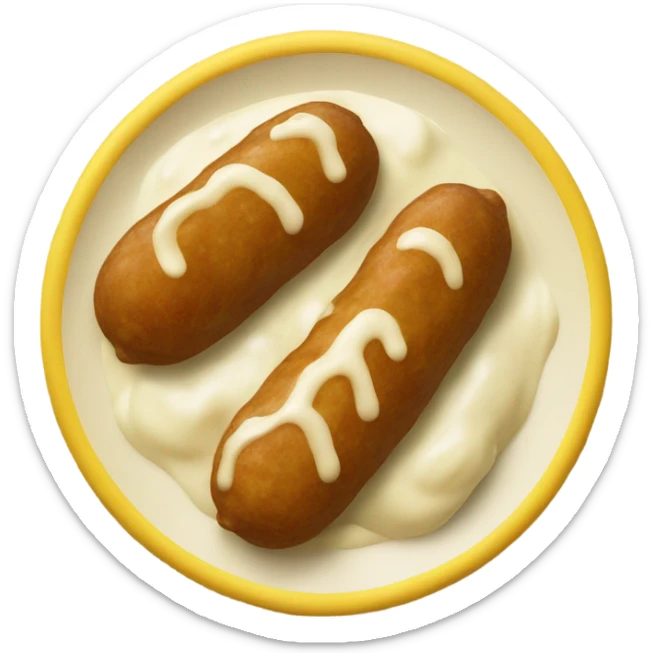 Eating yellow sausage with yellow meatballs and whitesauce  sticker