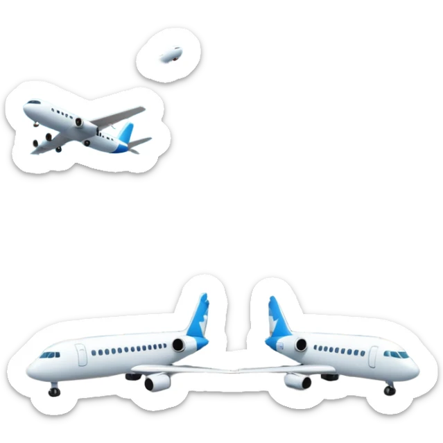 A 3D cartoon airport terminal building with glass windows and airplanes nearby, clean lighting, Memoji-style rendering. sticker