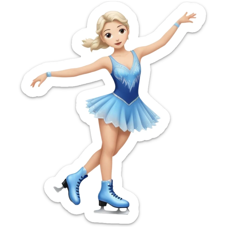 buz pıstının ustunde kayan,yarısma ıcın elbıse gıymıs ve artıstık hareketler yapan kadın emojısı  sticker