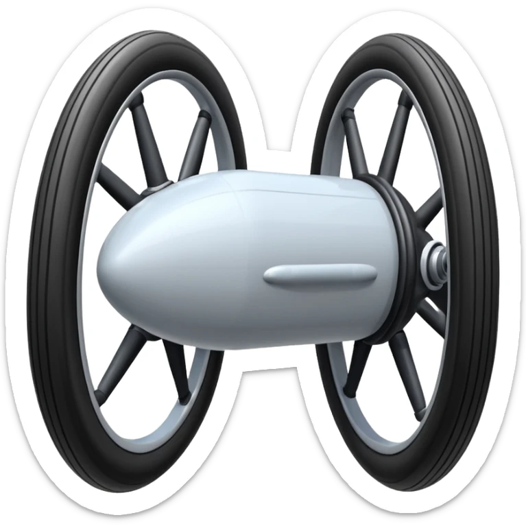 he aircraft's landing gear is one inflated, plump wheel with a strut, black in color, cartoon-style sticker