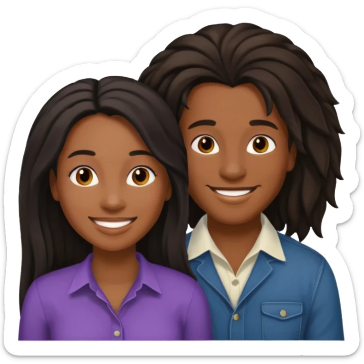 Black lesbian couple with one masculine and one feminine with long hair  sticker