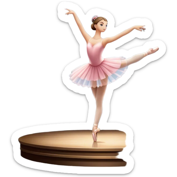 Icon for Ballet: a theater stage with silhouette of a ballerina in an elegant pose, surrounded by spotlight and stage lights. The icon should convey the grace and beauty of ballet, with focus on the dancer and the dramatic lighting. Transparent background. sticker