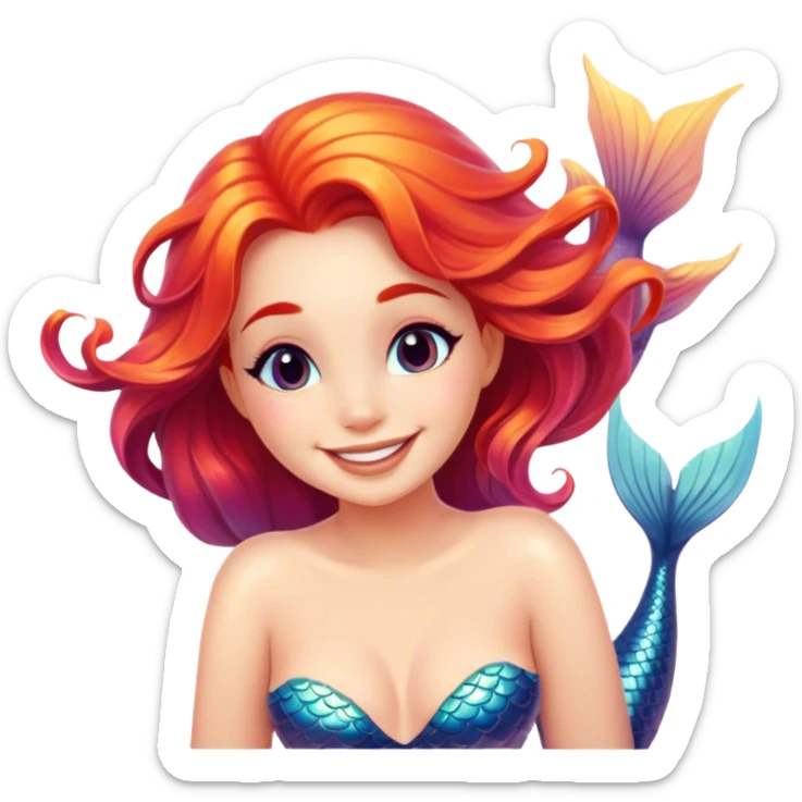 smiling mermaid at sunset sticker