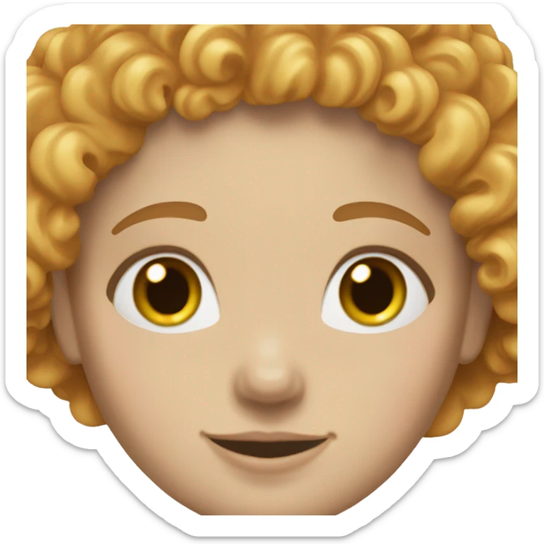 White a girl with curly strawberry blond hair, size 10 and happy sticker