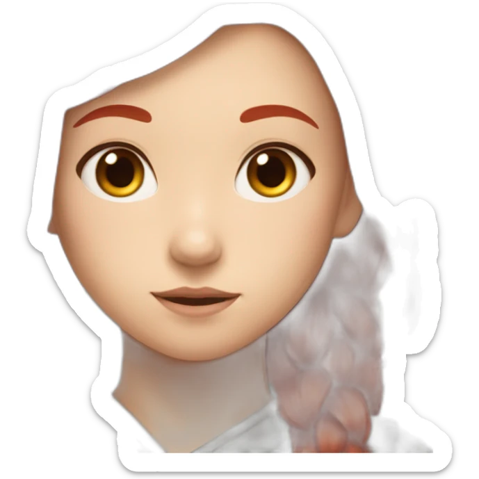 a girl with red hair in the image of a Genshi game sticker