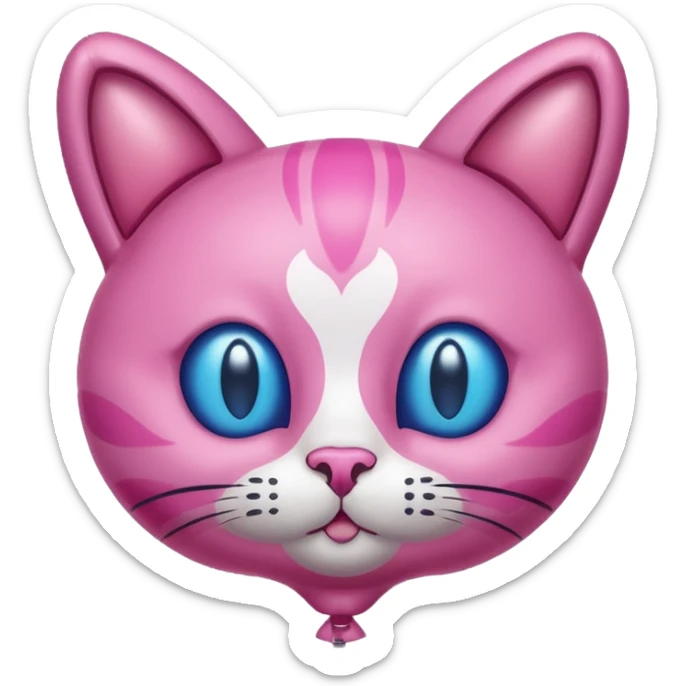 Make a pink cat with a balloon head, no the head is a balloon with the details of the cat head on the balloon head sticker