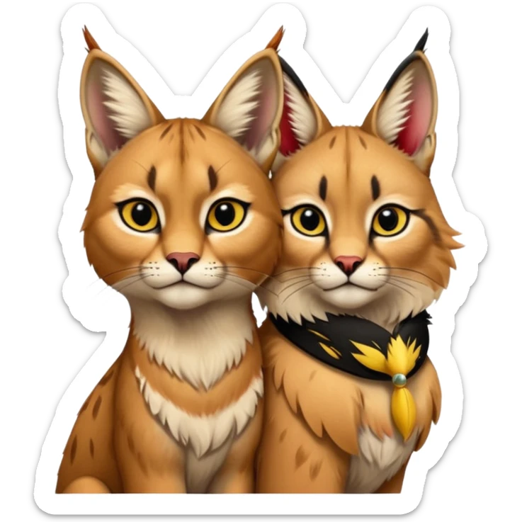 un Lynx Caracal Réaliste avec un Chardonnet (Oiseau) sur l'épaule sticker