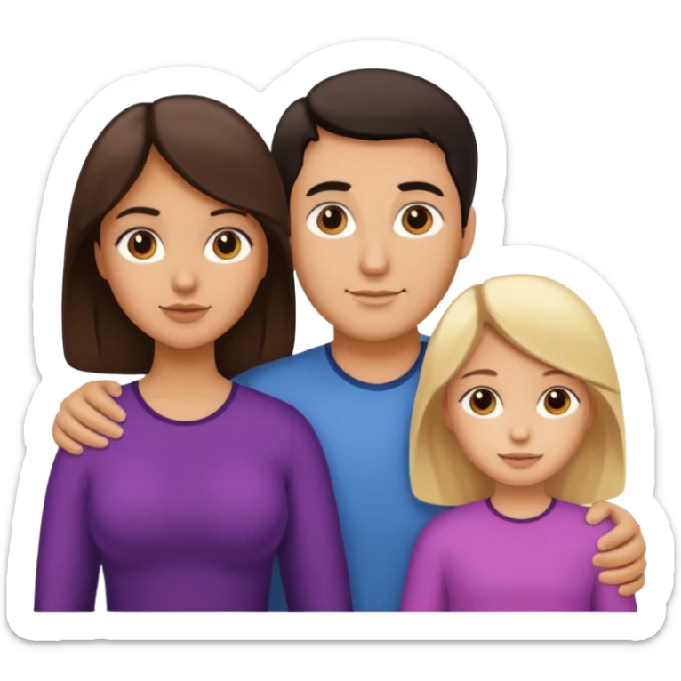 Familia de 4 personas : Hombre gordito pelo oscuro, Mujer pelo cafe, hija 1 pelo mono , hija 2 pelo oscuro. sticker