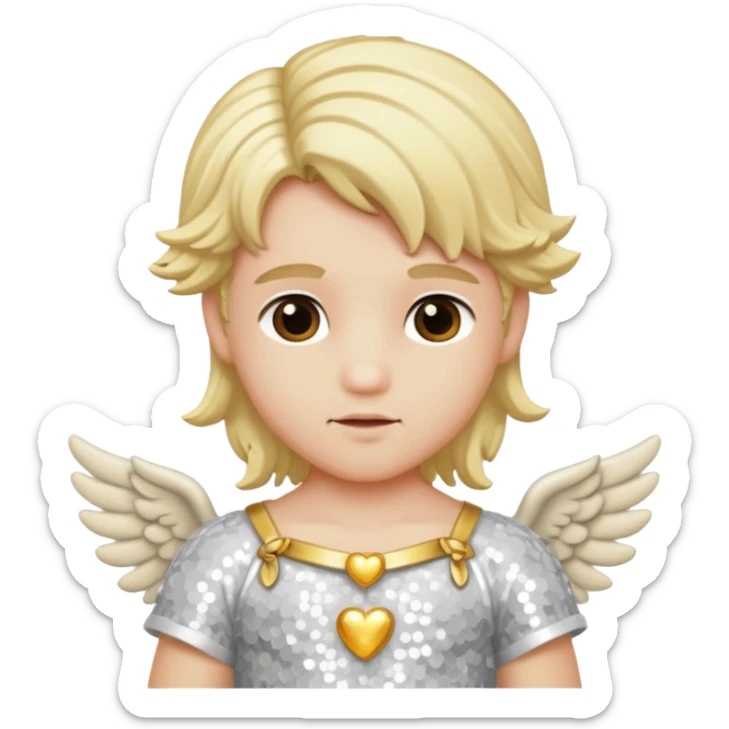 Cupid, God of Love from Gods and Goddesses with long blond hair, ivory sequin outfit sticker
