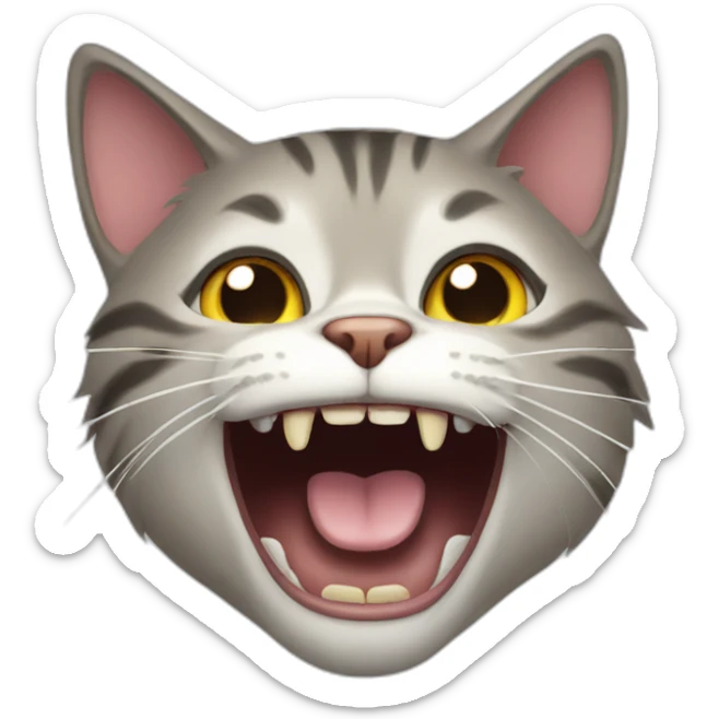cat with big mouth sticker