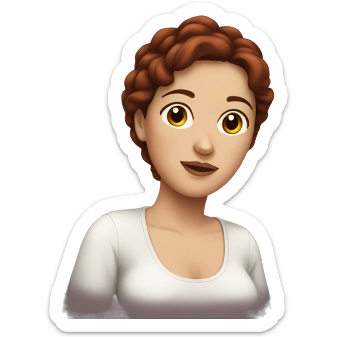 Pregnant women dark red hair brown eyes sticker