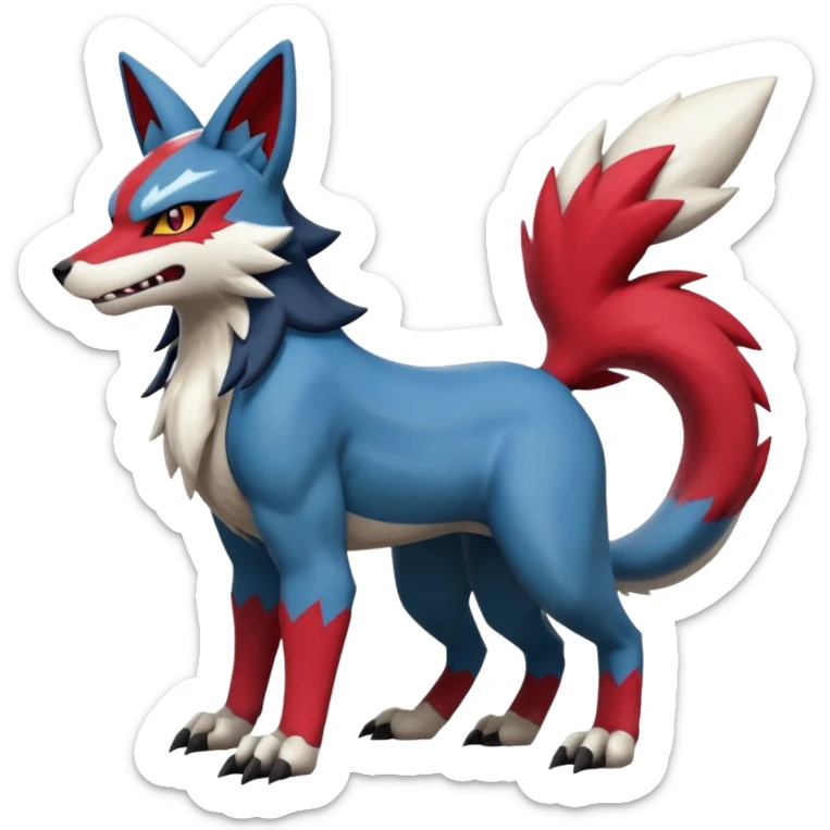 Lucario-Zoroark-Zangoose-Zeraora-Fakémon-hybrid-creature (full body)  sticker