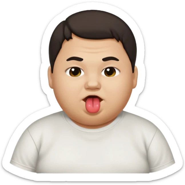 Fat teen from kosovo with flat hair covering his forehead, with his tongue out sticker