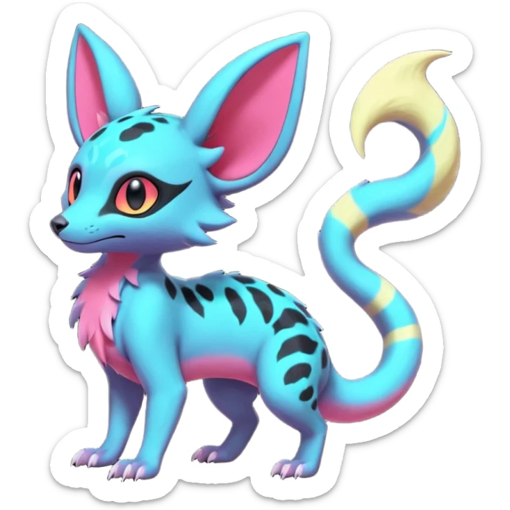 Neon pastel Salandit-Umbreon-Genet-Noivern-Civet-Hybrid (Full body) sticker