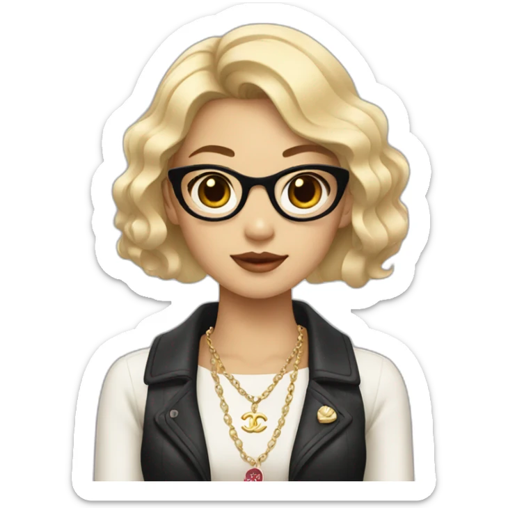 Blonde Asian girl with Chanel bag and necklace sticker