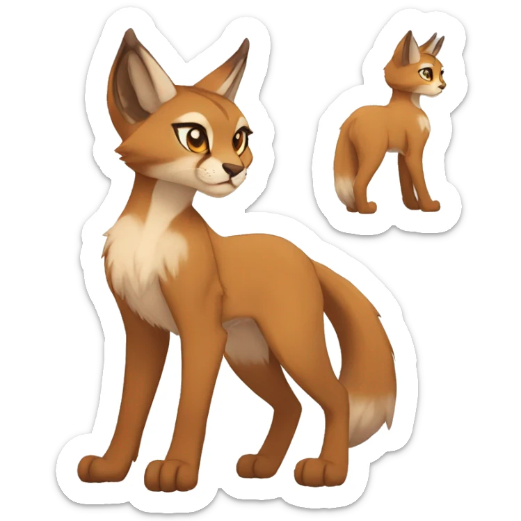 Anthro Beige-Orange-Brown Fur-Sona-Fakemon Lynx-Caracal Full Body sticker