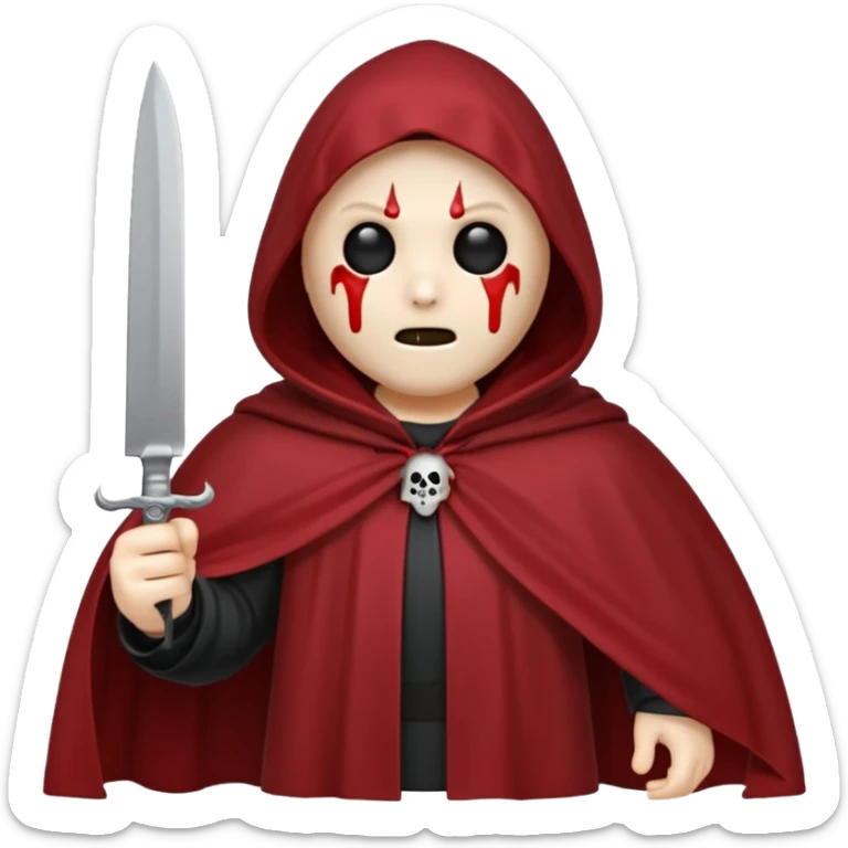 make a ghost face emoji with a cloak on and a bloody knife from the movie scream sticker