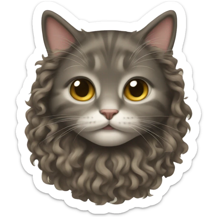 Cat with curly hair sticker