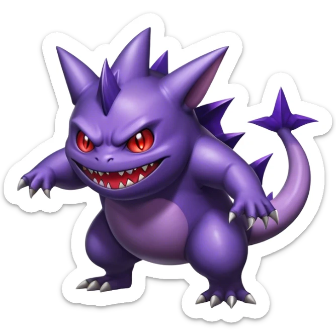 Shiny Dark Gengar-Haunter-Nidoking-fusion-hybrid full body sticker
